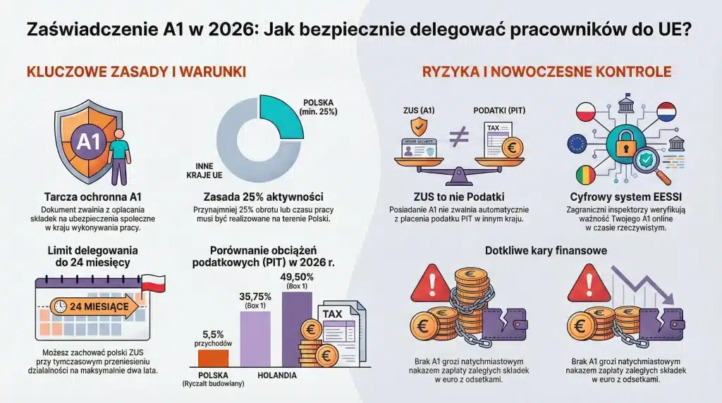 Справка A1 в 2026 году - инфографика: как безопасно командировать работников для работы в ЕС?